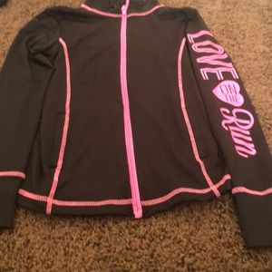 Cute black and pink love on the run jacket.